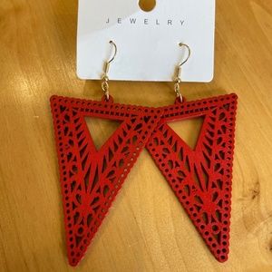 Wood earrings red